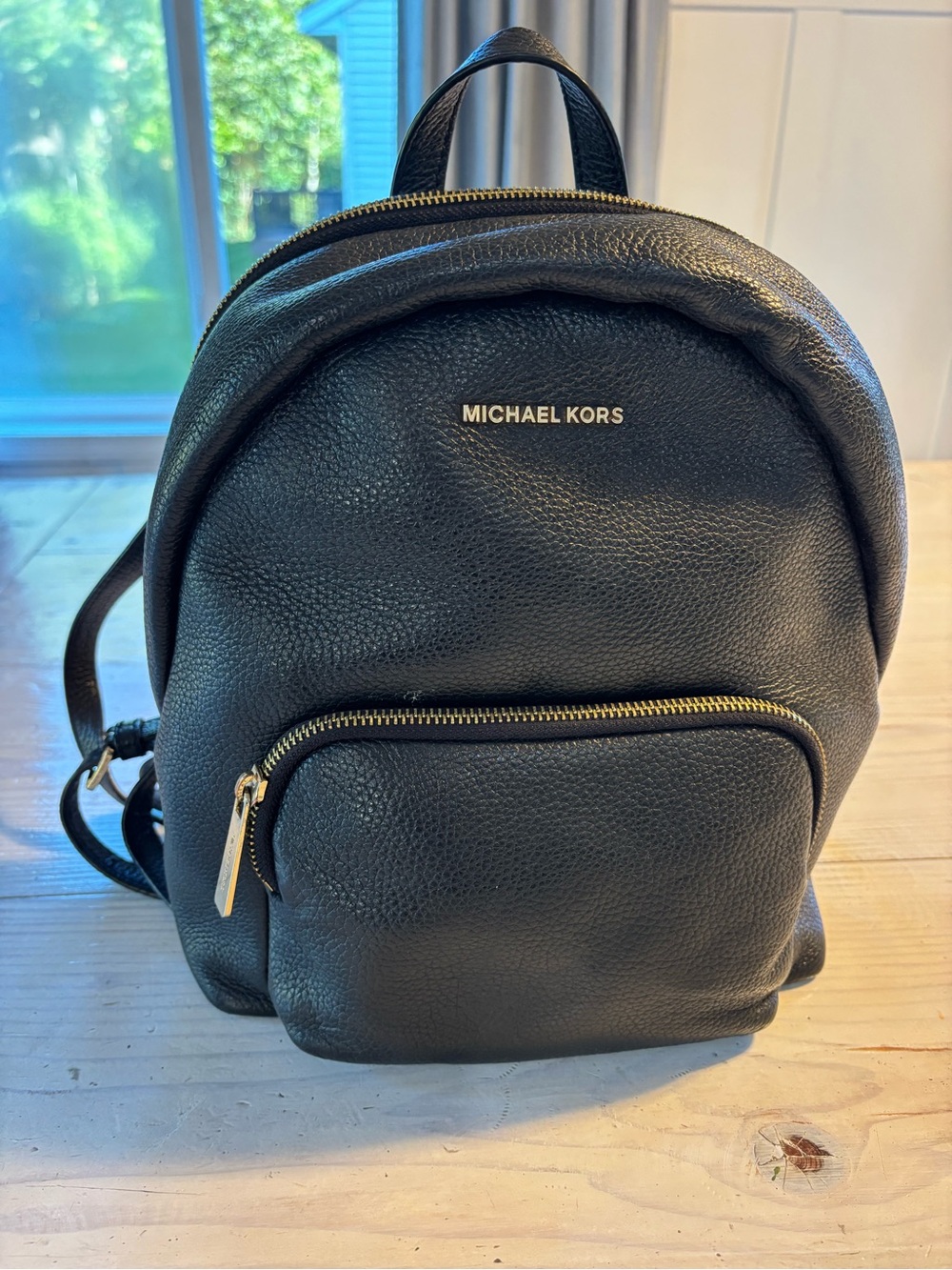 Michael Kors Black Pebbled Leather Backpack